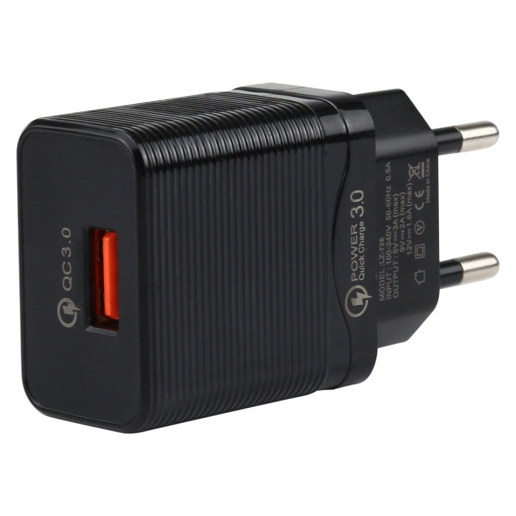LZ-728 2 in 1 18W QC 3.0 USB Interface Travel Charger + USB to USB-C / Type-C Data Cable Set, EU ...