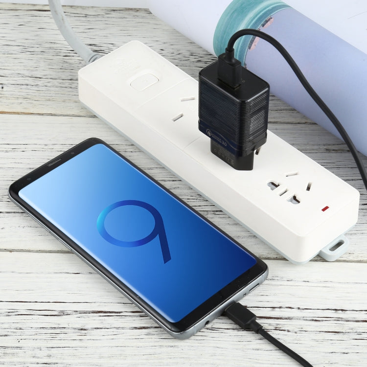 LZ-728 2 in 1 18W QC 3.0 USB Interface Travel Charger + USB to USB-C / Type-C Data Cable Set, EU ...