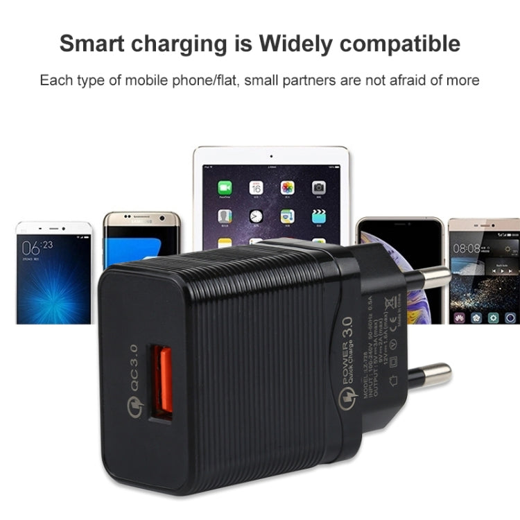 LZ-728 2 in 1 18W QC 3.0 USB Interface Travel Charger + USB to USB-C / Type-C Data Cable Set, EU ...