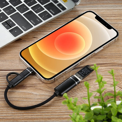 USB 3.0 Female to 8 Pin + USB-C / Type-C Male Charging + Transmission OTG Nylon Braided Adapter C...