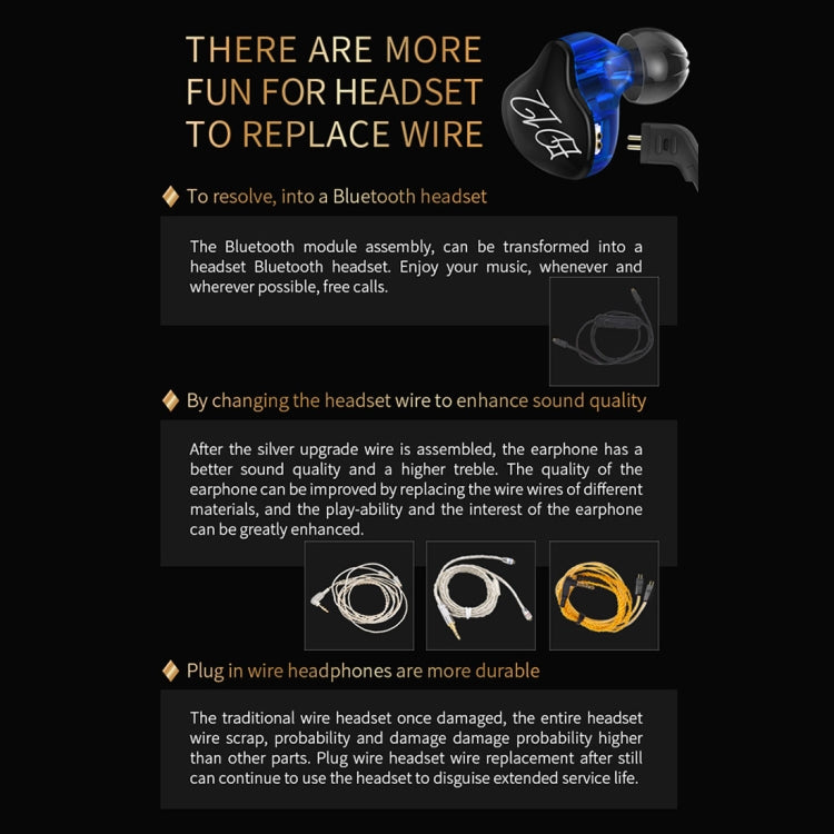 KZ ED12 3.5mm Jack Hanging Ear Sports Design In-Ear Style Wire Control Earphone, Cable Length: 1....