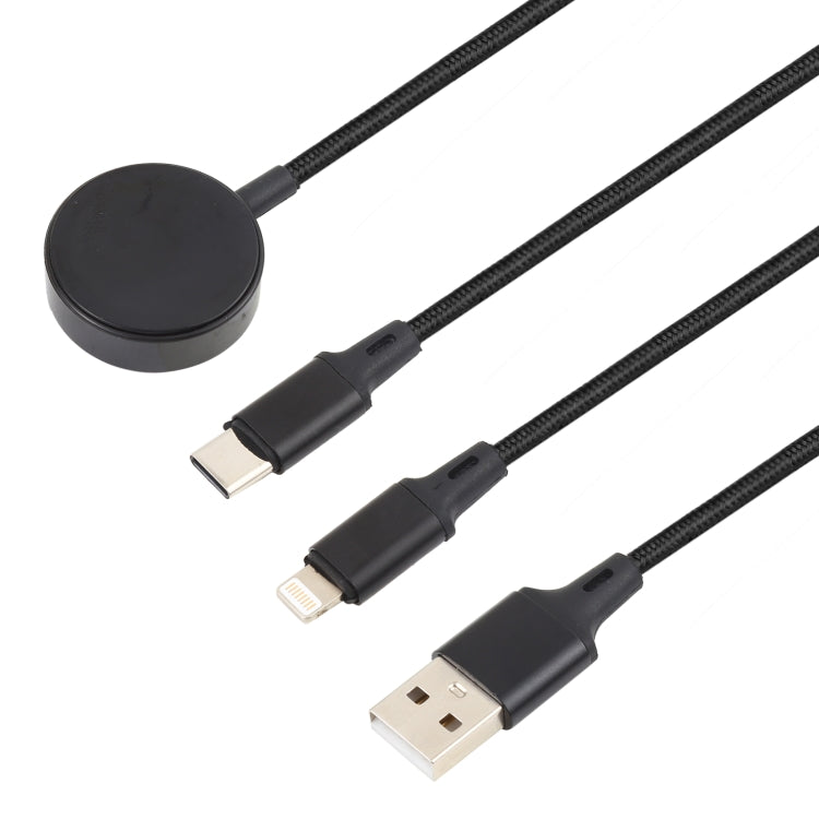 For iPhone / Apple Watch 3 In 1 8 Pin + Type-C / USB-C + Magnetic Charging Base Multi-function Ch...