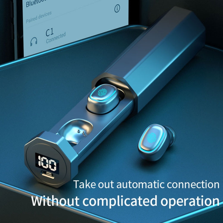 C1 Bluetooth 5.0 TWS Circular Chimney Touch Digital Display True Wireless Bluetooth Earphone with...
