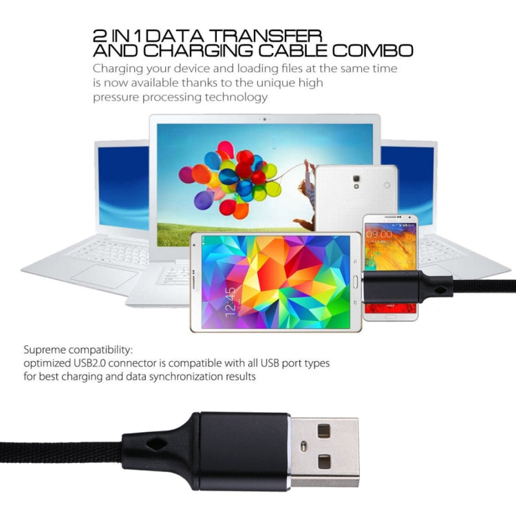 1m 2A Output USB to USB-C / Type-C Nylon Weave Style Data Sync Charging Cable, 2A Black, 2A Pink�...