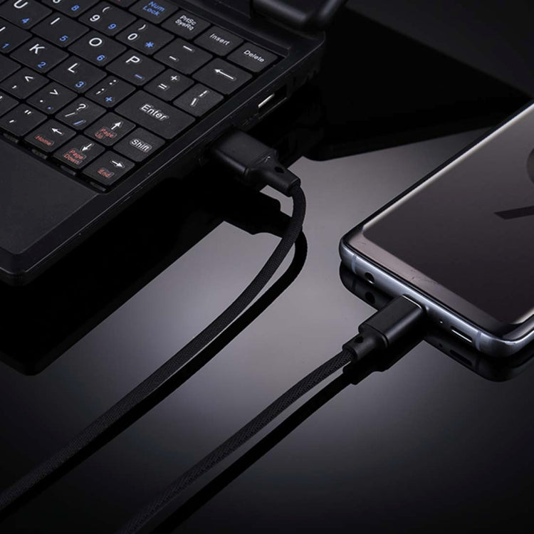 1m 2A Output USB to USB-C / Type-C Nylon Weave Style Data Sync Charging Cable, 2A Black, 2A Pink�...