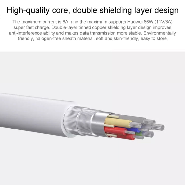 Original Huawei CC800 6A Type-C / USB-C to Type-C / USB-C Charging Data Cable, Length: 1.8m