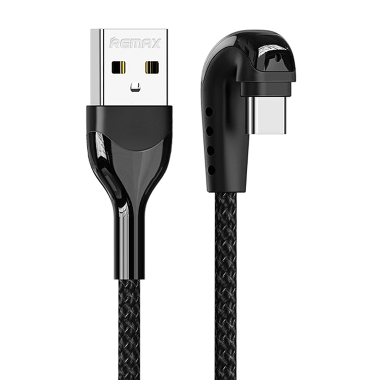 REMAX RC-177a Heymanba II 2.1A USB to USB-C / Type-C 180 Degrees Elbow Zinc Alloy Braided Gaming ...