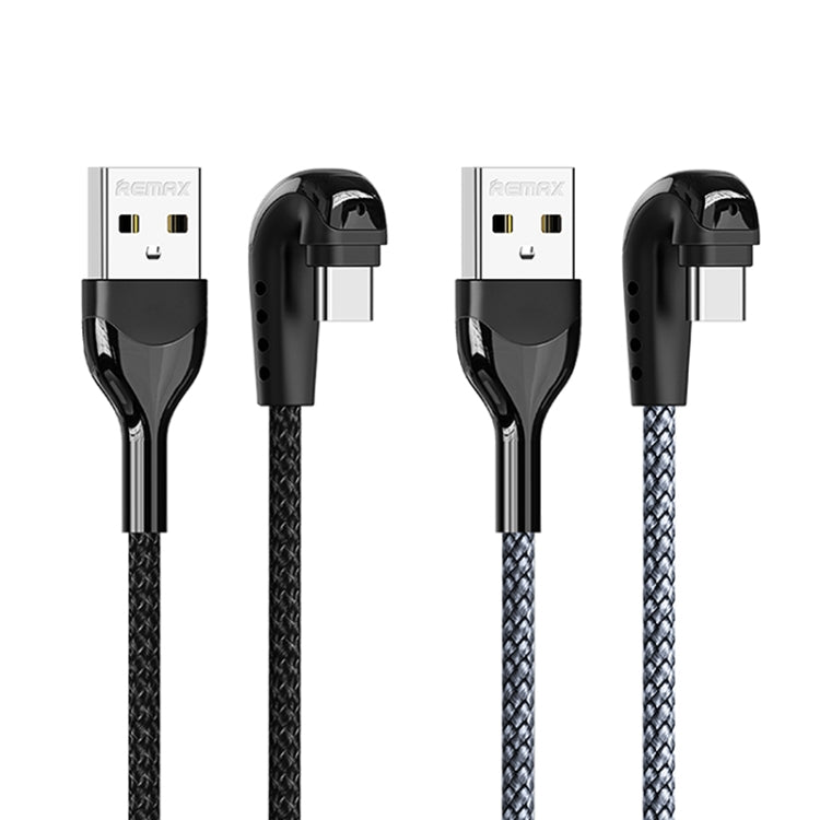 REMAX RC-177a Heymanba II 2.1A USB to USB-C / Type-C 180 Degrees Elbow Zinc Alloy Braided Gaming ...