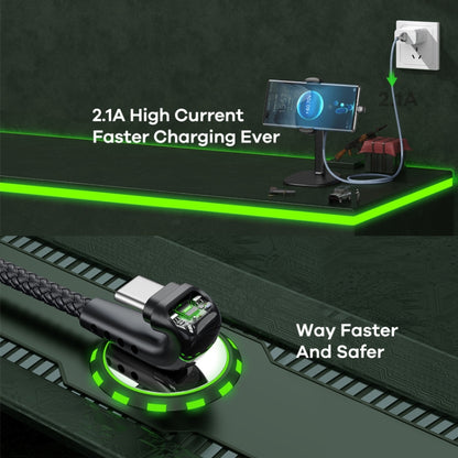 REMAX RC-177a Heymanba II 2.1A USB to USB-C / Type-C 180 Degrees Elbow Zinc Alloy Braided Gaming ...