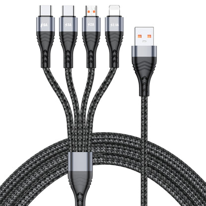 4 in 1 66W 6A USB to 8 Pin + Micro USB + Dual USB-C / Type-C Fast Charging Data Cable, Cable Leng...