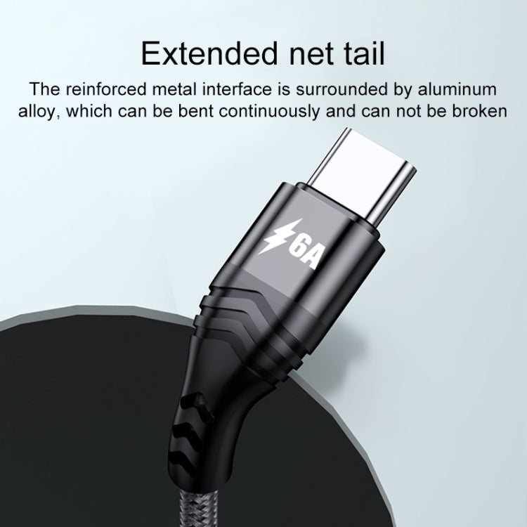 4 in 1 66W 6A USB to 8 Pin + Micro USB + Dual USB-C / Type-C Fast Charging Data Cable, Cable Leng...