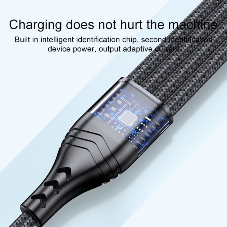 4 in 1 66W 6A USB to 8 Pin + Micro USB + Dual USB-C / Type-C Fast Charging Data Cable, Cable Leng...