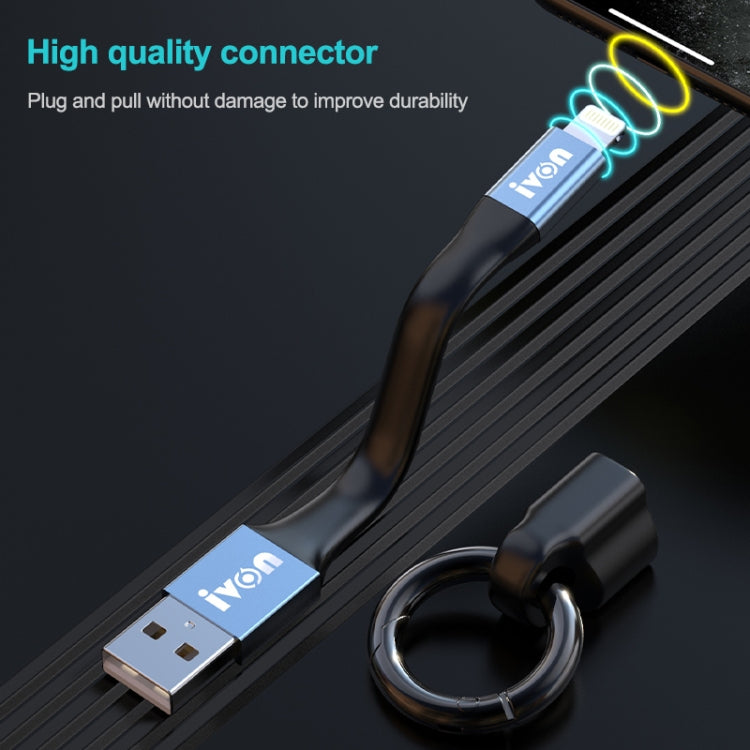 IVON CA90 3.1A Max USB to USB-C / Type-C Portable Data Cable with Ring, Length: 14.5cm, Type-C