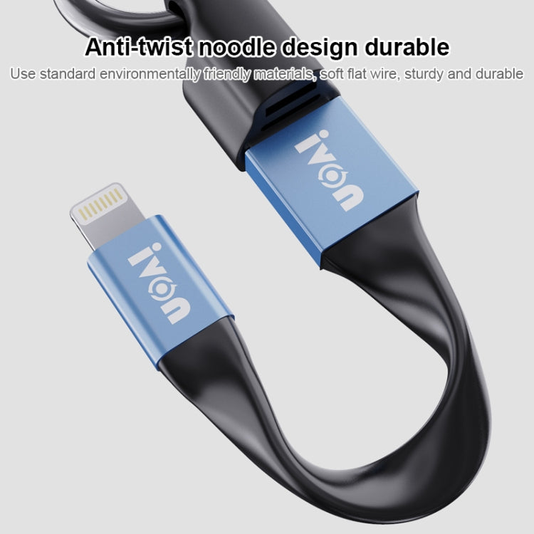 IVON CA90 3.1A Max USB to USB-C / Type-C Portable Data Cable with Ring, Length: 14.5cm, Type-C