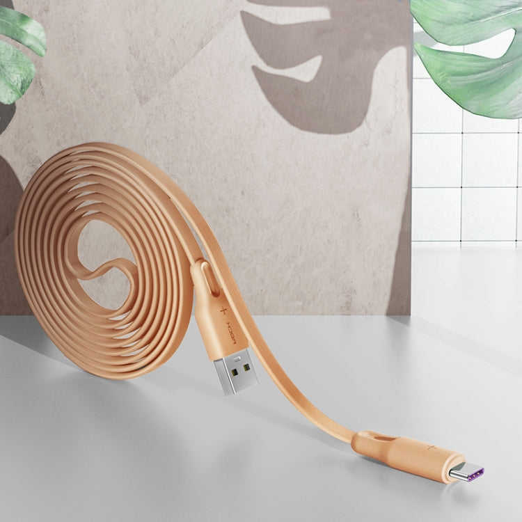 ROCK S1 5V / 2.4A USB-C / Type-C Charging + Data Synchronization TPE Flat Shape Data Cable, Cable...