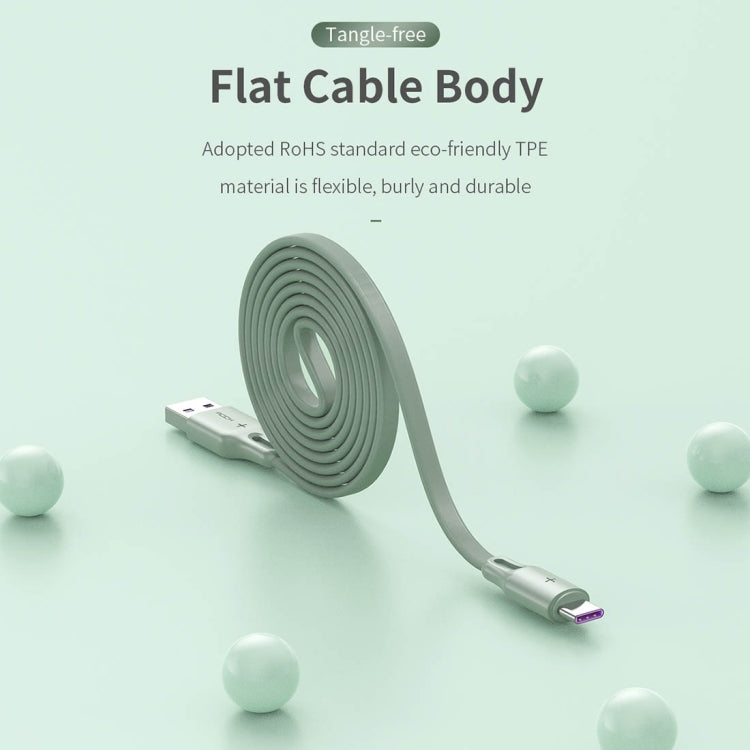 ROCK S1 5V / 2.4A USB-C / Type-C Charging + Data Synchronization TPE Flat Shape Data Cable, Cable...