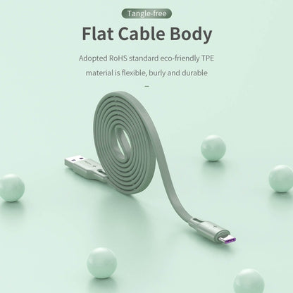 ROCK S1 5V / 2.4A USB-C / Type-C Charging + Data Synchronization TPE Flat Shape Data Cable, Cable...