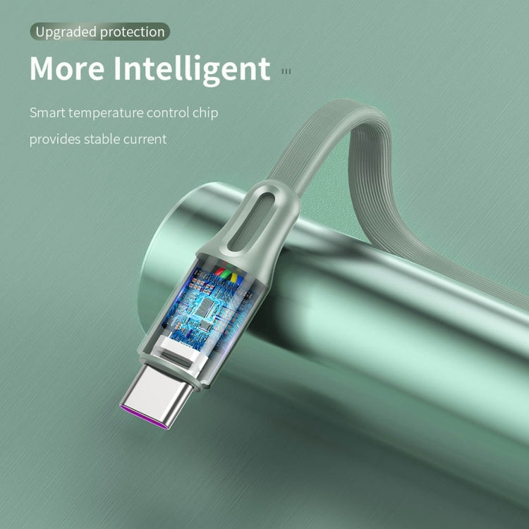 ROCK S1 5V / 2.4A USB-C / Type-C Charging + Data Synchronization TPE Flat Shape Data Cable, Cable...