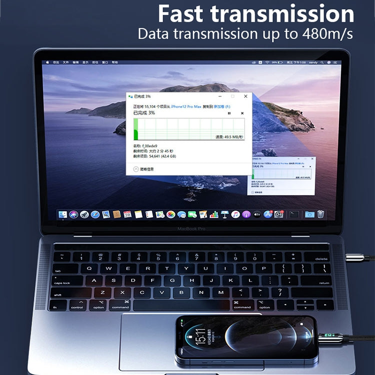 Mutural Li-CC002 1.2m 100W Digital Display USB-C / Type-C to Type-C Charging Data Cable����������...