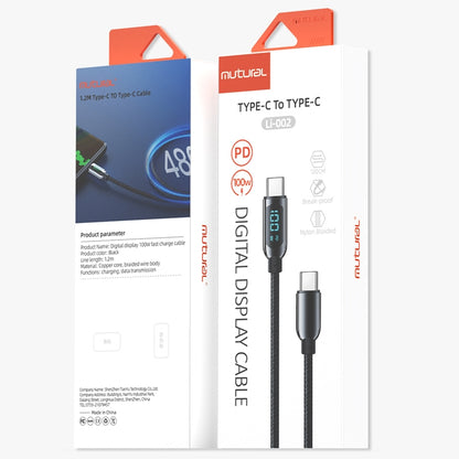 Mutural Li-CC002 1.2m 100W Digital Display USB-C / Type-C to Type-C Charging Data Cable����������...