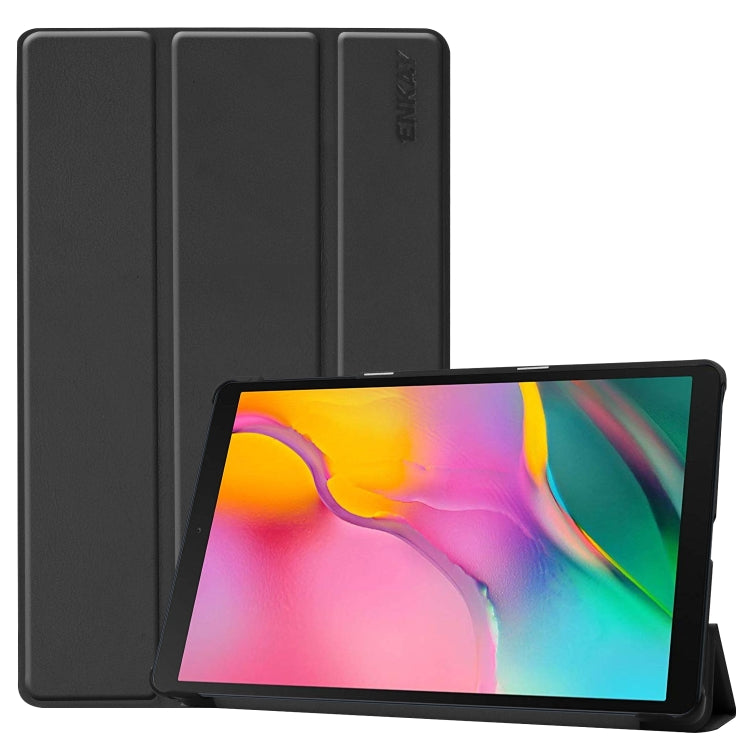 ENKAY High Quality PU Leather + Plastic Bottom Case with Three-folding Holder for Samsung Galaxy ...