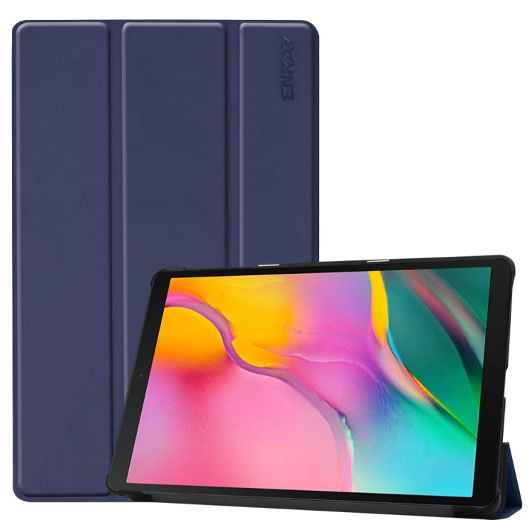 ENKAY High Quality PU Leather + Plastic Bottom Case with Three-folding Holder for Samsung Galaxy ...