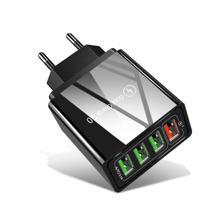 30W QC 3.0 USB + 3 USB 2.0 Ports Mobile Phone Tablet PC Universal Quick Charger Travel Charger, E...
