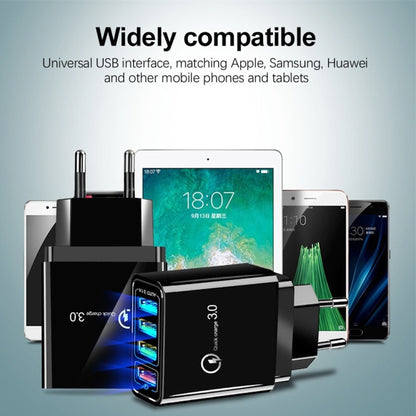30W QC 3.0 USB + 3 USB 2.0 Ports Mobile Phone Tablet PC Universal Quick Charger Travel Charger, E...