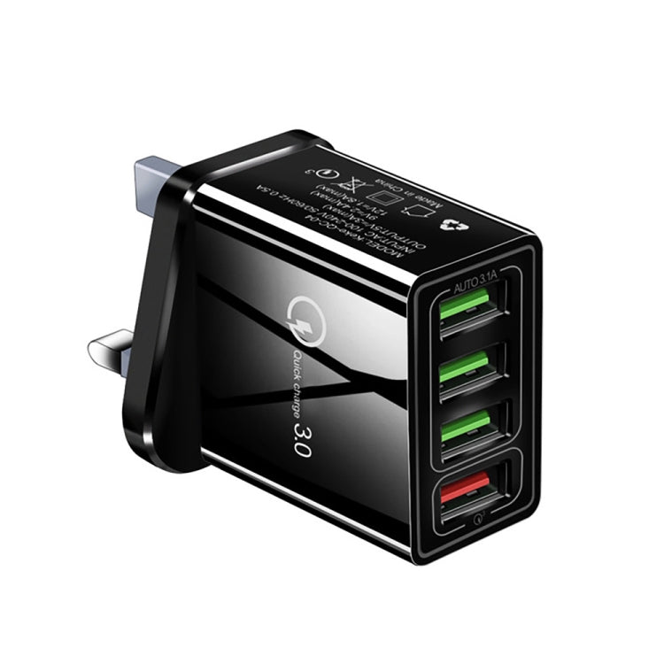30W QC 3.0 USB + 3 USB 2.0 Ports Mobile Phone Tablet PC Universal Quick Charger Travel Charger, U...