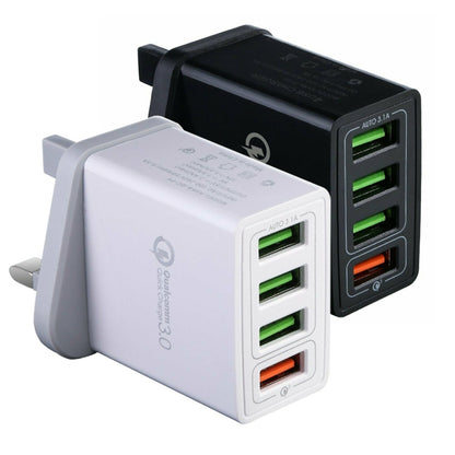 30W QC 3.0 USB + 3 USB 2.0 Ports Mobile Phone Tablet PC Universal Quick Charger Travel Charger, U...