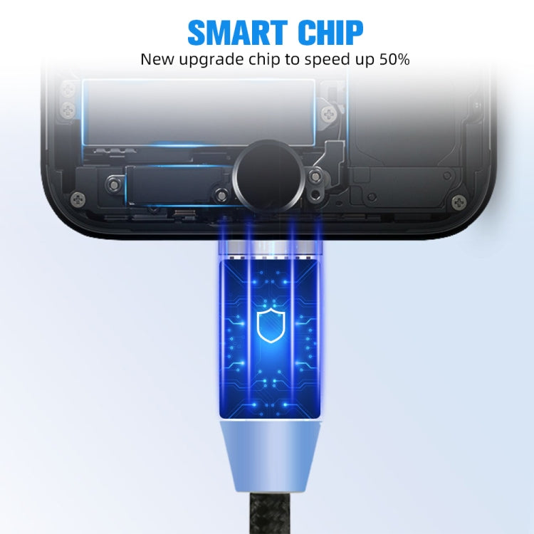 USB to 8 Pin Magnetic Metal Connector Nylon Two-color Braided Magnetic Data Cable, Cable Length: ...
