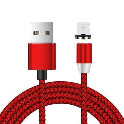 USB to 8 Pin Magnetic Metal Connector Nylon Two-color Braided Magnetic Data Cable, Cable Length: ...