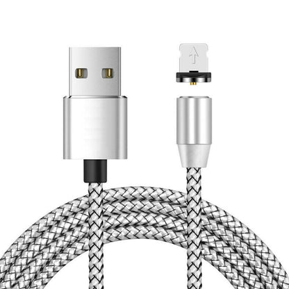 USB to 8 Pin Magnetic Metal Connector Nylon Two-color Braided Magnetic Data Cable, Cable Length: ...