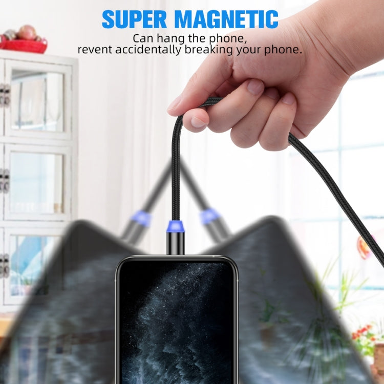 2 in 1 USB to 8 Pin + Micro USB Magnetic Metal Interface Nylon Braided Charging Cable, Length: 1m...