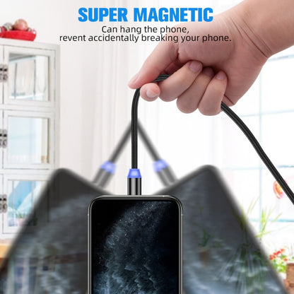 2 in 1 USB to 8 Pin + Micro USB Magnetic Metal Interface Nylon Braided Charging Cable, Length: 1m...