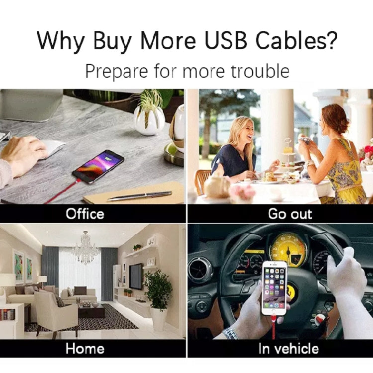 2 in 1 USB to 8 Pin + Micro USB Magnetic Metal Interface Nylon Braided Charging Cable, Length: 1m...