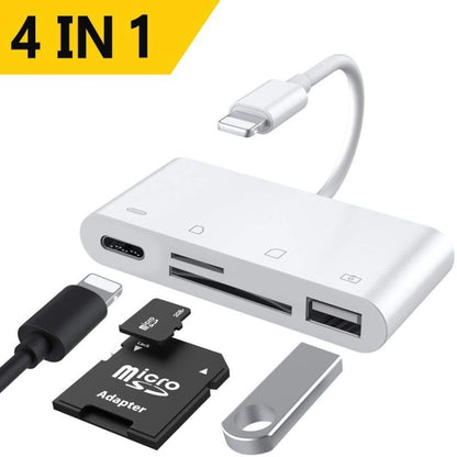 4 in 1 SD TF USB to lightning camera reader adapter   IOS 13