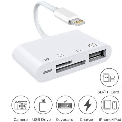 4 in 1 SD TF USB to lightning camera reader adapter   IOS 13