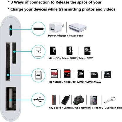 4 in 1 SD TF USB to lightning camera reader adapter   IOS 13