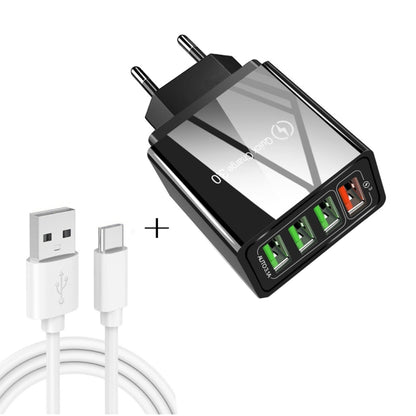 2 in 1 USB to USB-C / Type-C Data Cable + 30W QC 3.0 4 USB Interfaces Mobile Phone Tablet PC Univ...