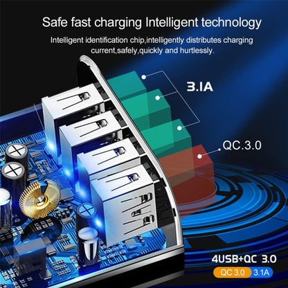 2 in 1 USB to USB-C / Type-C Data Cable + 30W QC 3.0 4 USB Interfaces Mobile Phone Tablet PC Univ...