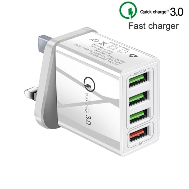 2 in 1 1m USB to USB-C / Type-C Data Cable + 30W QC 3.0 4 USB Interfaces Mobile Phone Tablet PC U...