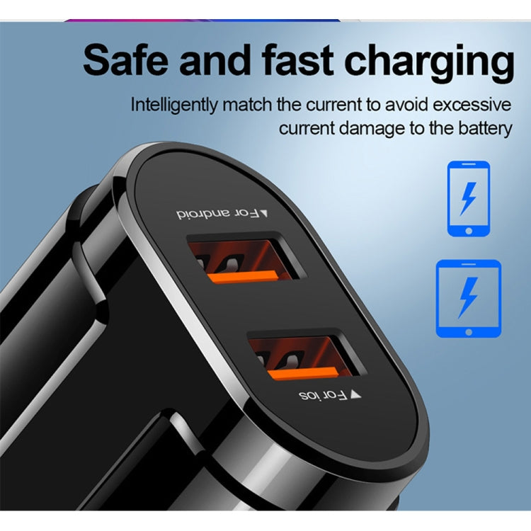 Portable Dual USB Mobile Phone Tablet Universal Charging Head Travel Charger, EU Plug, EU Plug