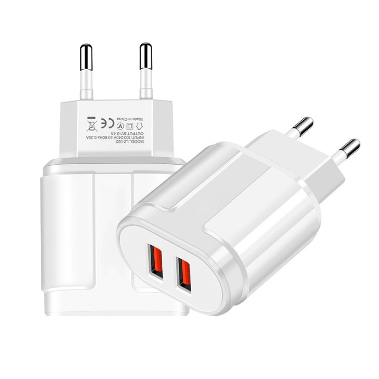 Portable Dual USB Mobile Phone Tablet Universal Charging Head Travel Charger, EU Plug, EU Plug