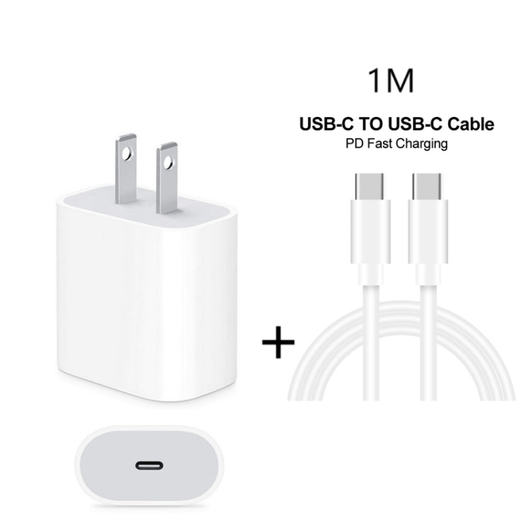 2 in 1 PD 20W Single USB-C / Type-C Port Travel Charger + 3A PD 3.0 USB-C / Type-C to USB-C / Typ...