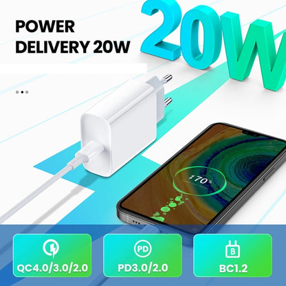 2 in 1 PD 20W Single USB-C / Type-C Port Travel Charger + 3A PD3.0 USB-C / Type-C to USB-C / Type...