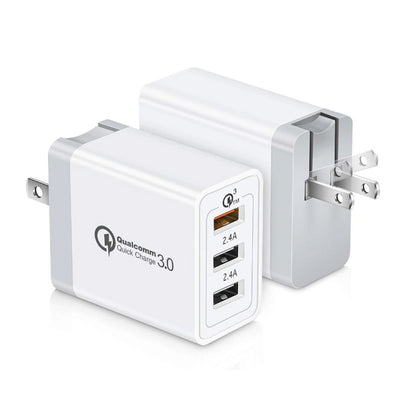 SDC-30W 2 in 1 USB to Micro USB Data Cable + 30W QC 3.0 USB + 2.4A Dual USB 2.0 Ports Mobile Phon...