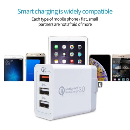 SDC-30W 2 in 1 USB to Micro USB Data Cable + 30W QC 3.0 USB + 2.4A Dual USB 2.0 Ports Mobile Phon...