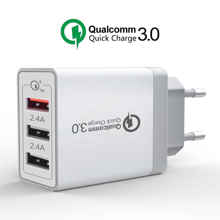 SDC-30W 2 in 1 USB to 8 Pin Data Cable + 30W QC 3.0 USB + 2.4A Dual USB 2.0 Ports Mobile Phone Ta...