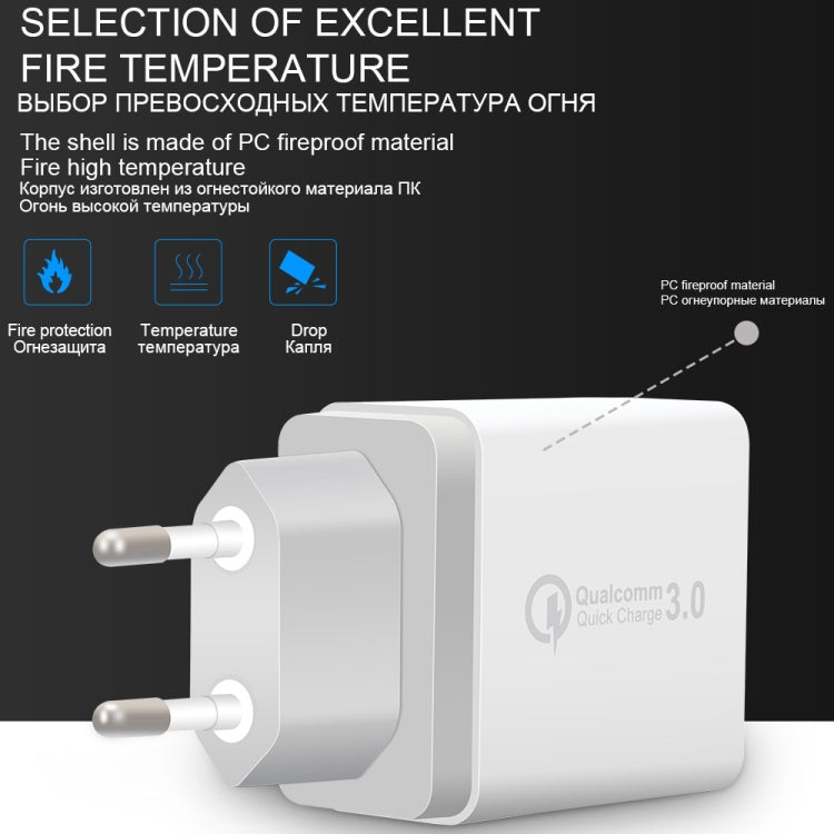 SDC-30W 2 in 1 USB to 8 Pin Data Cable + 30W QC 3.0 USB + 2.4A Dual USB 2.0 Ports Mobile Phone Ta...